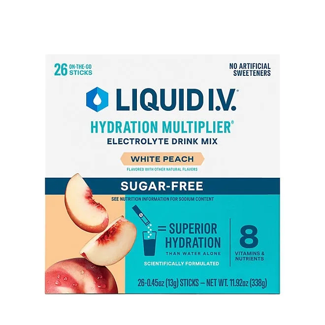 Liquid I.V. Hydration Multiplier Sugar-Free, White Peach, 26 ct. 2
