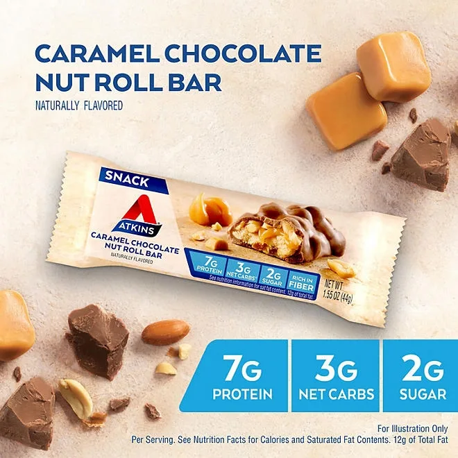 Atkins Anytime Snacks, Snack Bar, Caramel Chocolate Nut Roll, 18 ct. 5