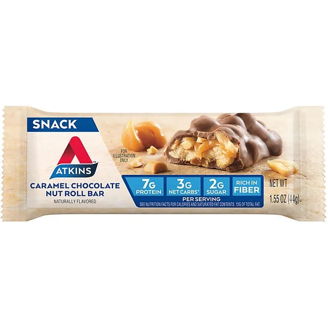 Atkins Anytime Snacks, Snack Bar, Caramel Chocolate Nut Roll, 18 ct. 4
