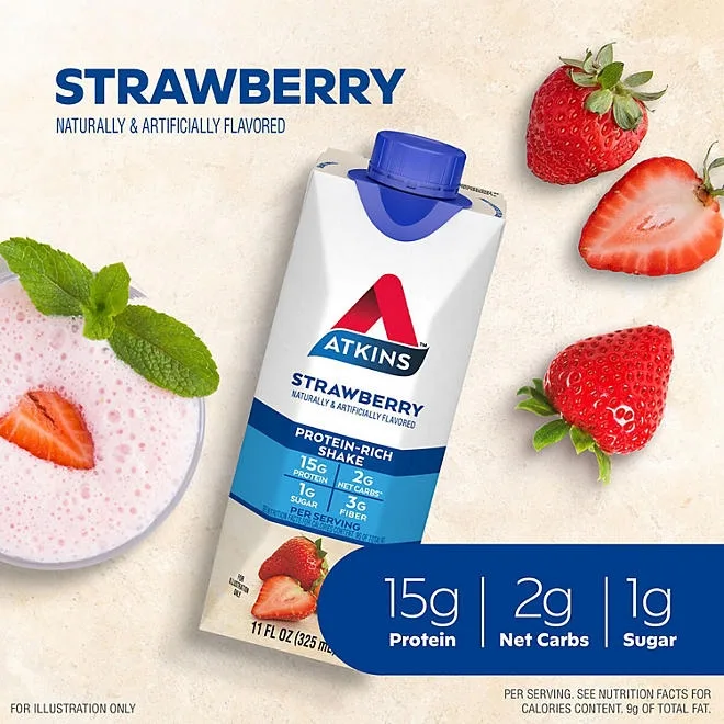 Atkins 15g Keto Protein Shake, Strawberry 11 fl. oz.,15 pk. 5