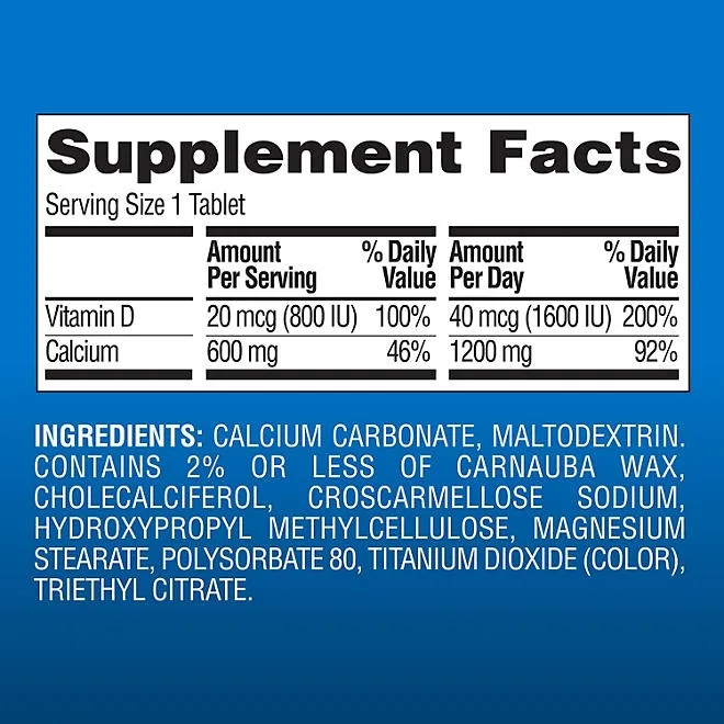 Member's Mark Calcium with Vitamin D3 Tablets, 600 ct. 3