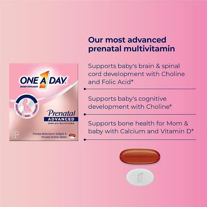 One A Day Women's Prenatal Advanced Mulitvitamins Softgels & Prenatal Choline Tablets 2 pk., 90 ct. 5