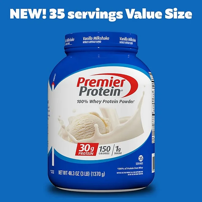 Premier Protein 30g High Protein Powder, Vanilla Milkshake, 3 lbs. 3