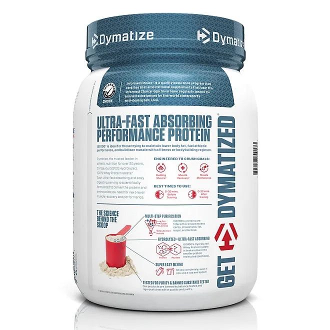 Dymatize ISO100 Hydrolyzed 25g 100% Whey Protein Powder, Gourmet Vanilla 1.6 lbs. 3