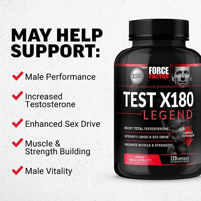 Force Factor Test X180 Legend Testosterone Booster Capsules 120 ct. 5