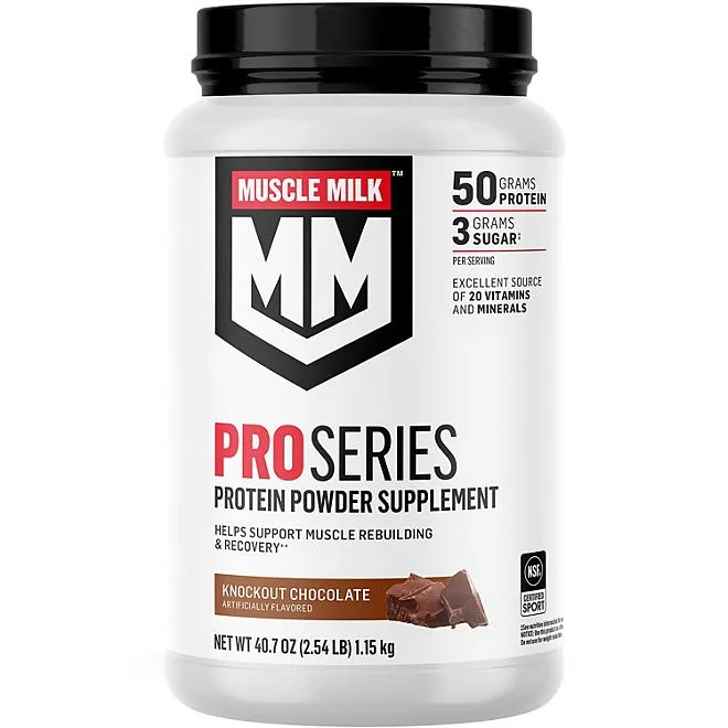 Muscle Milk Pro Series 50g Whey Protein Powder, Knockout Chocolate 2.54 lbs. 2