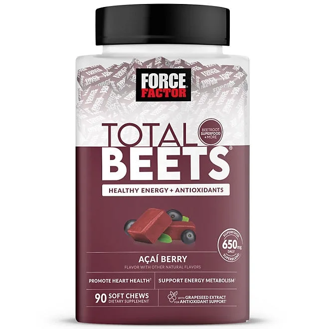 Force Factor Total Beets Soft Chews, A&ccedilai Berry, 90 ct. 2