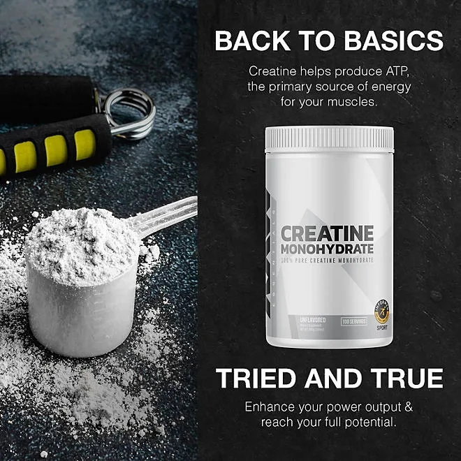 RAW Nutrition Creatine Monohydrate Powder, Unflavored, 510g 100 Servings 4