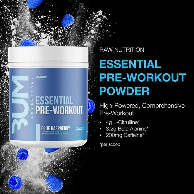 RAW Nutrition CBUM Essential Pre Workout Powder, Blue Raspberry, 1.78 lbs. 4