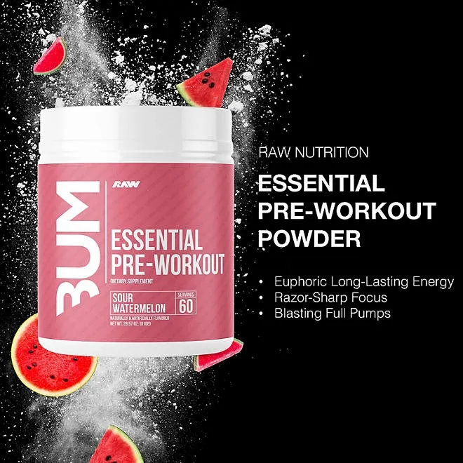 RAW Nutrition CBUM Essential Pre Workout Powder, Sour Watermelon 60 Servings 4