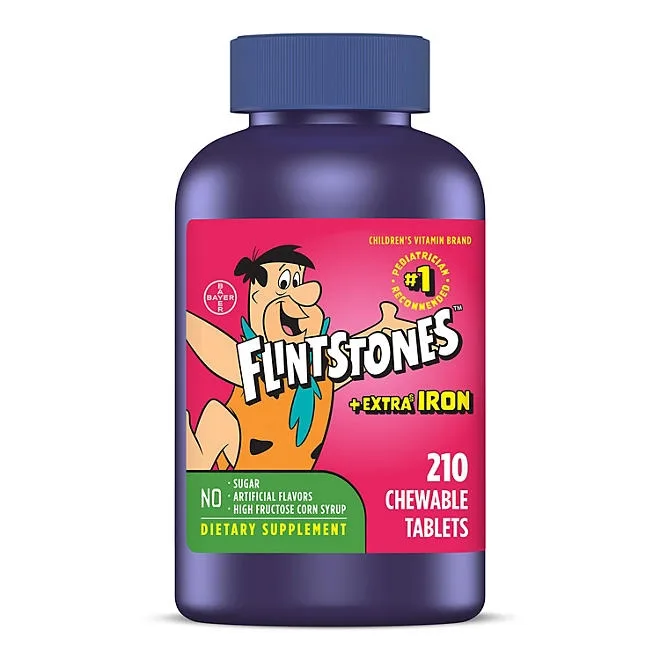 Flintstones Chewable Kids Multivitamin + Extra Iron, Chewable Tablets, 210 ct. 2