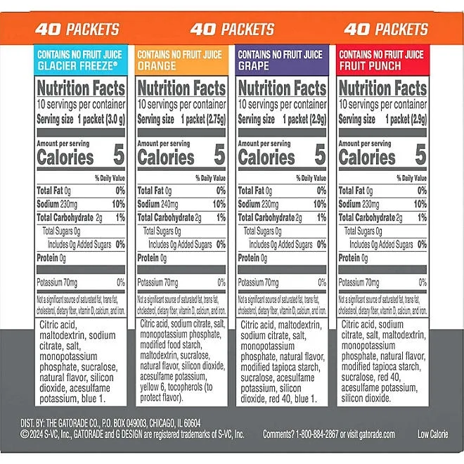 Gatorade G Zero Powder Variety Pack 40 pk. 3