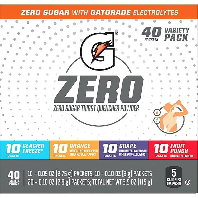 Gatorade G Zero Powder Variety Pack 40 pk. 4