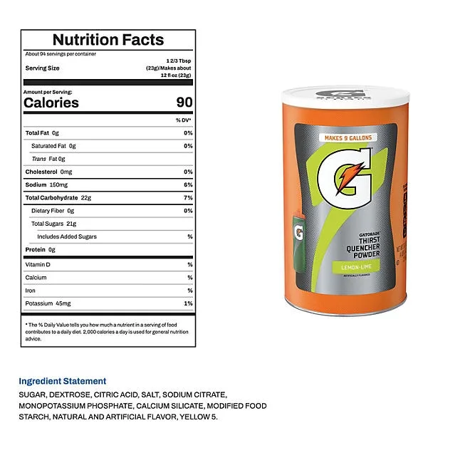 Gatorade Thirst Quencher Powder, Lemon-Lime 76.5 oz. 3