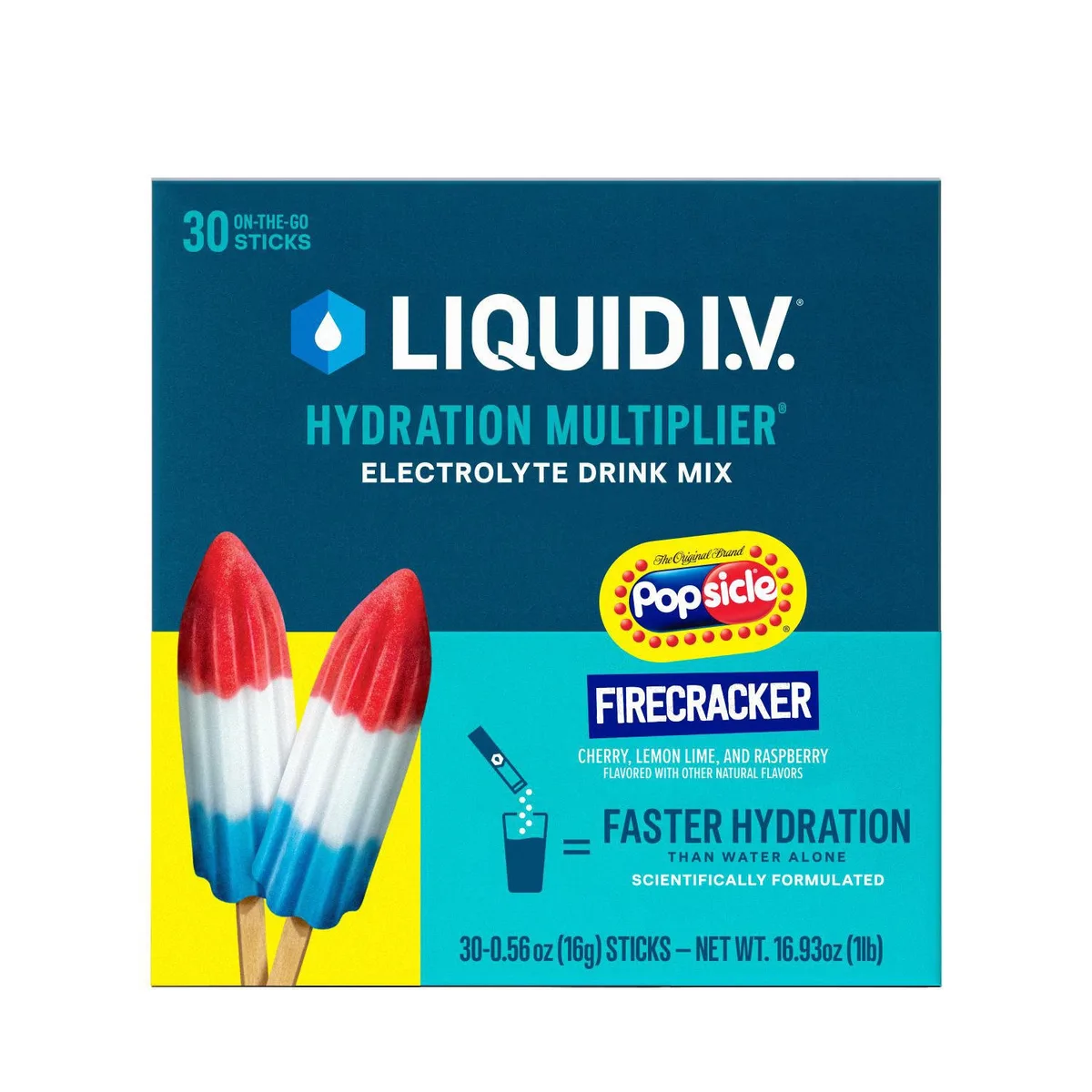 Liquid I.V. Hydration Multiplier Electrolyte Powder, Popsicle Firecracker 0.56 oz., 30 pk.
