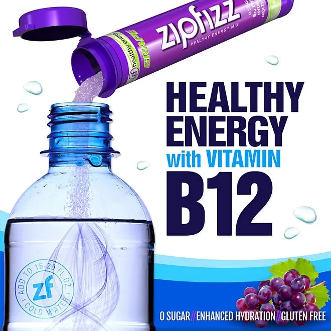 Zipfizz Energy Multi-Vitamin Hydration Drink Mix, Grape, 20 ct. 4