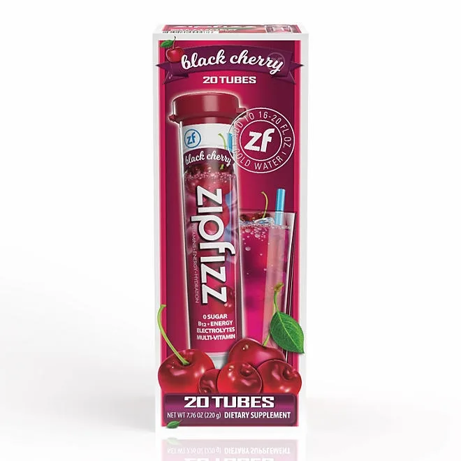 Zipfizz Energy Multi-Vitamin Hydration Drink Mix, Black Cherry, 20 ct. 2