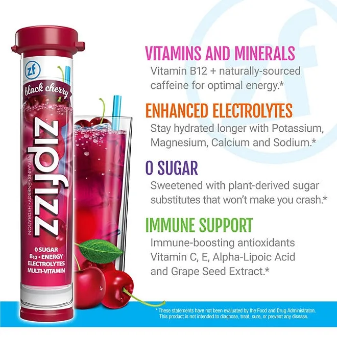 Zipfizz Energy Multi-Vitamin Hydration Drink Mix, Black Cherry, 20 ct. 5