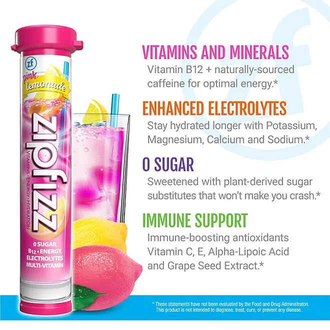 Zipfizz Energy Multi-Vitamin Hydration Drink Mix, Pink Lemonade, 20 ct. 5