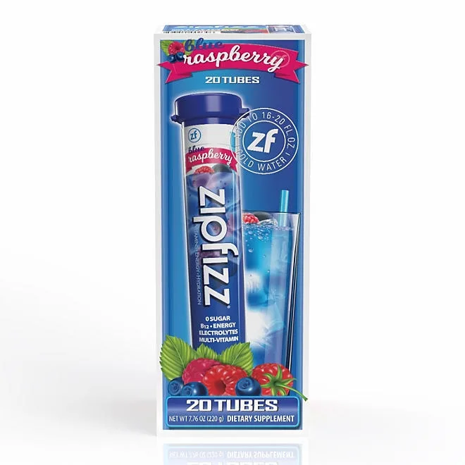 Zipfizz Energy Multi-Vitamin Hydration Drink Mix, Blue Raspberry, 20 ct. 2
