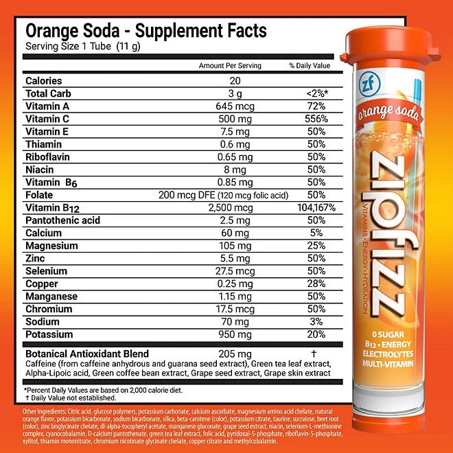 Zipfizz Energy Multi-Vitamin Hydration Drink Mix, Orange Soda, 20 ct. 3