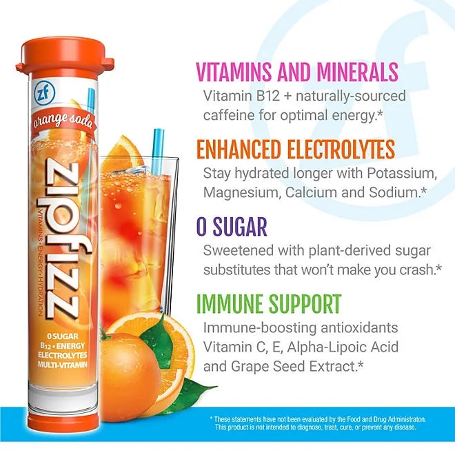 Zipfizz Energy Multi-Vitamin Hydration Drink Mix, Orange Soda, 20 ct. 5
