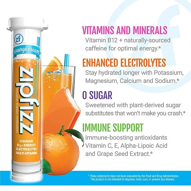 Zipfizz Energy Multi-Vitamin Hydration Drink Mix, Orange Cream, 20 ct. 5
