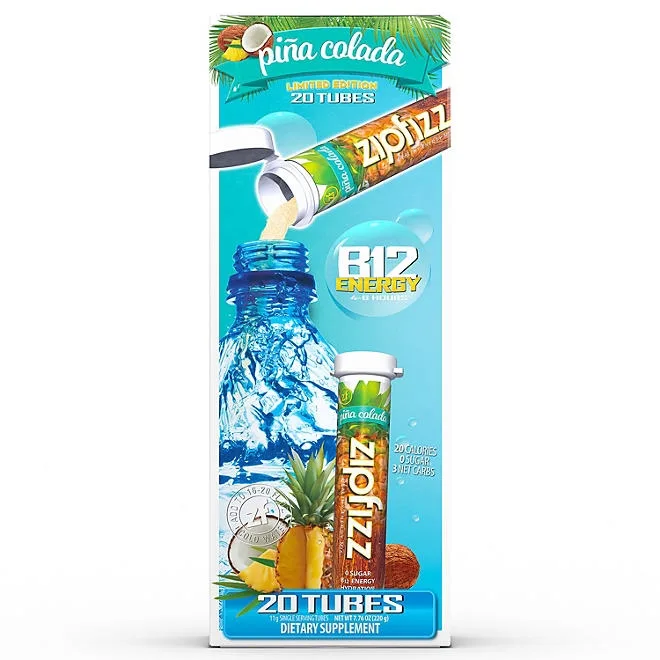 Zipfizz Energy Multi-Vitamin Hydration Drink Mix, Pina Colada, 20 ct. 2