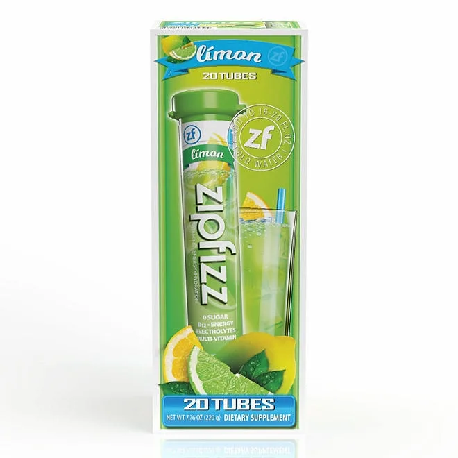 Zipfizz Energy Multi-Vitamin Hydration Drink Mix, Limon, 20 ct. 2