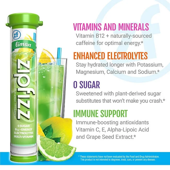 Zipfizz Energy Multi-Vitamin Hydration Drink Mix, Limon, 20 ct. 5