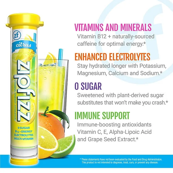 Zipfizz Energy Multi-Vitamin Hydration Drink Mix, Citrus, 20 ct. 5