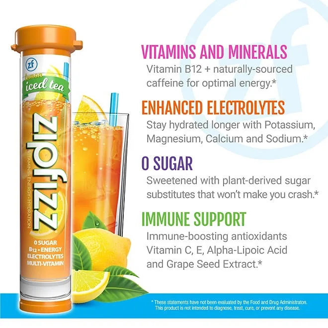 Zipfizz Energy Multi-Vitamin Hydration Drink Mix, Lemon Iced Tea, 20 ct. 5