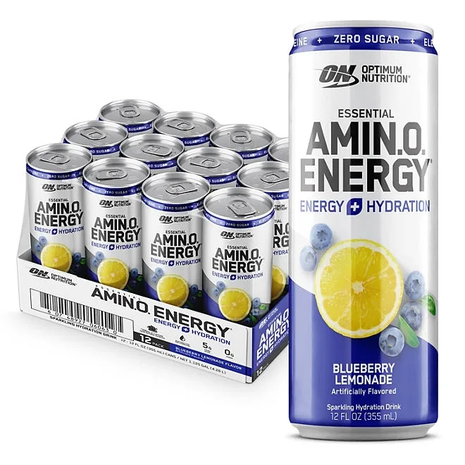 Optimum Nutrition Essential Amino Energy + Electrolytes Sparkling Hydration Drink, Blueberry Lemonade 12 ct. 2