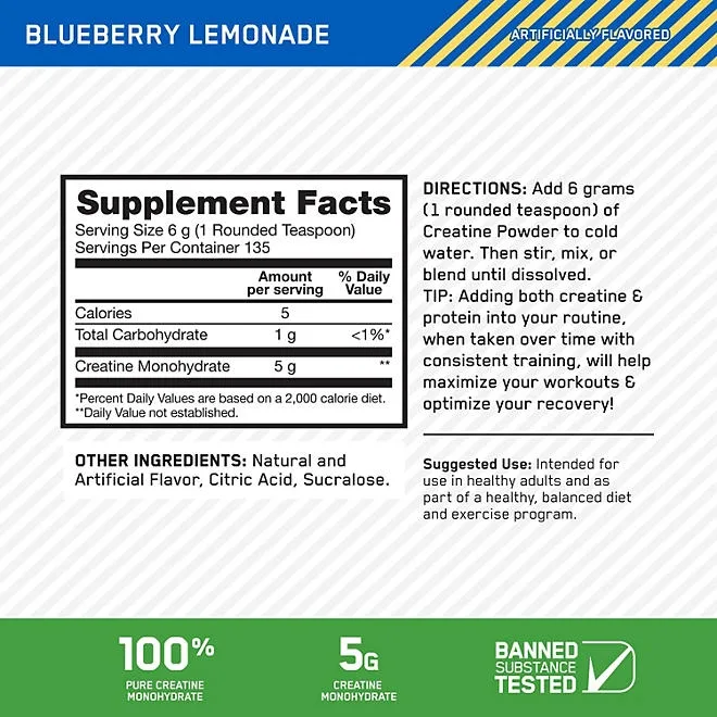 Optimum Nutrition, Micronized Creatine, Blueberry Lemonade, 1.78 lbs. 3