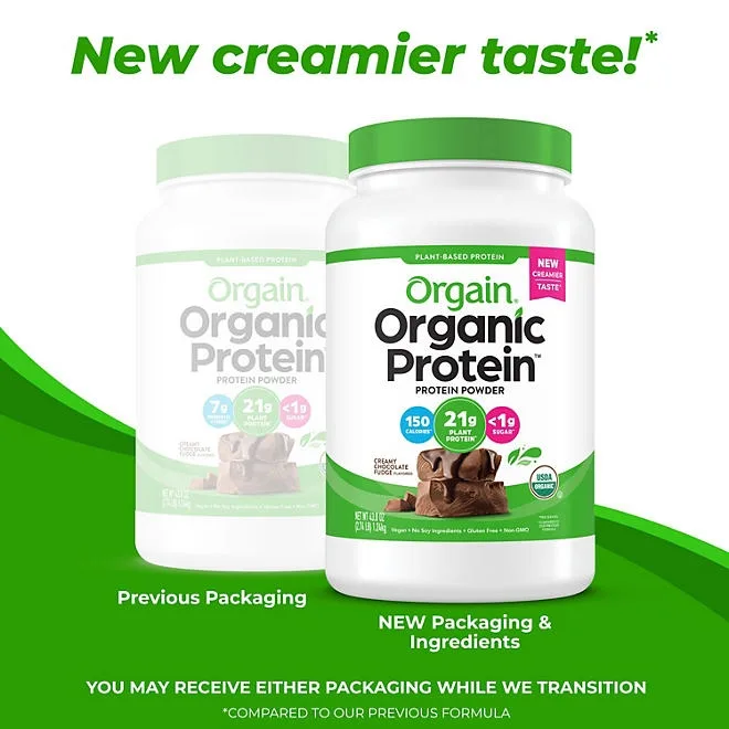 Orgain Organic 21g Plant-Based Protein Powder, Creamy Chocolate Fudge 2.74 lbs. 4