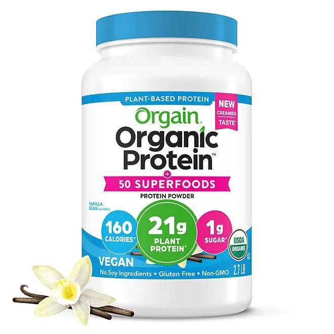 Orgain Organic 21g Plant-Based Protein Powder + Superfoods, Vanilla 2.7 lbs. 2