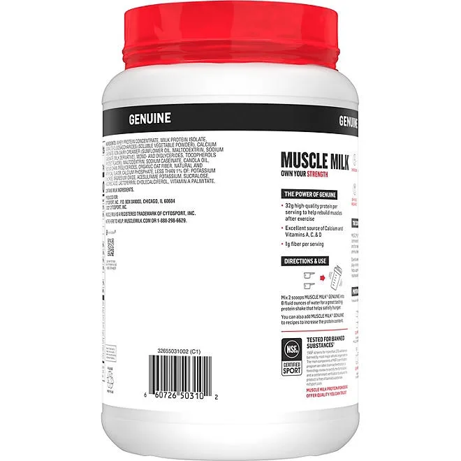Muscle Milk Genuine 32g Whey Protein Powder, Vanilla Cream, 2.47 lbs. 4