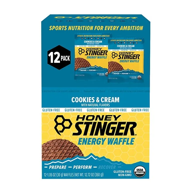 Honey Stinger Organic Gluten-Free Cookies and Cream Waffles (12 ct.) 2
