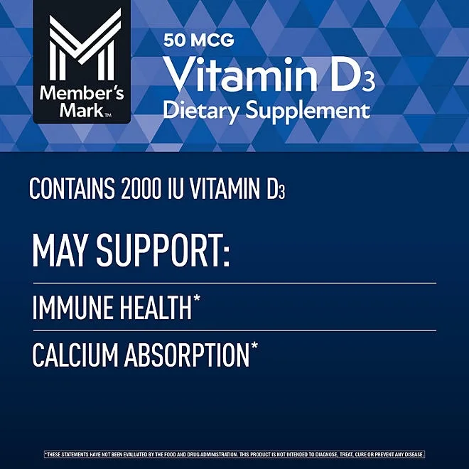 Member's Mark Vitamin D3, 50 mcg, 400 ct. 5