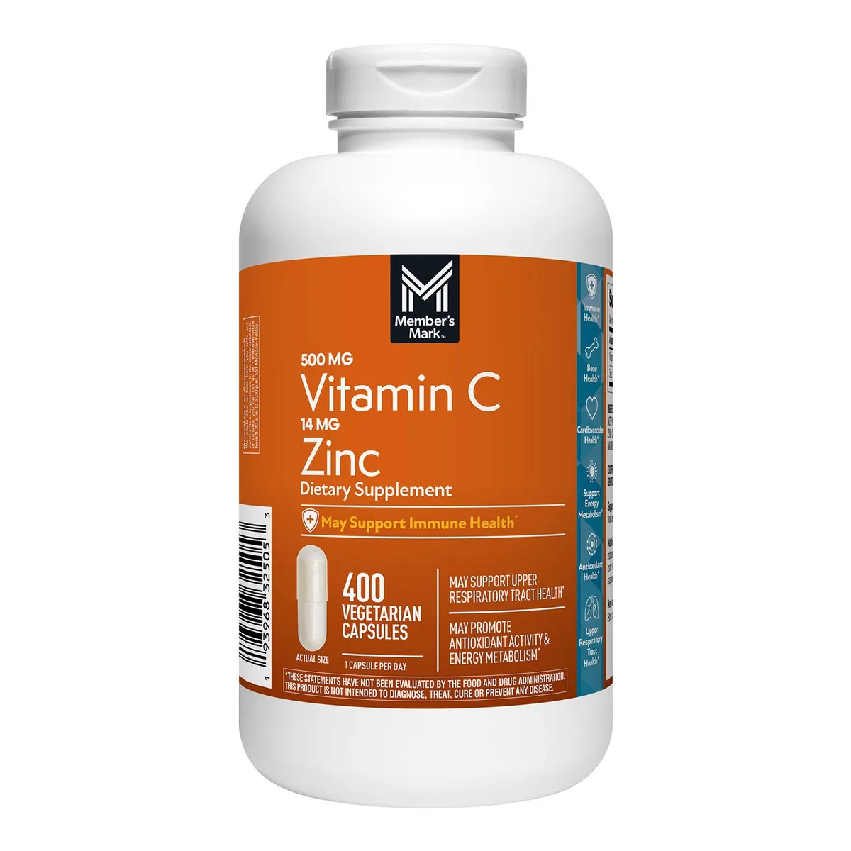 Member's Mark Vitamin C with Zinc Capsules, 400 ct.