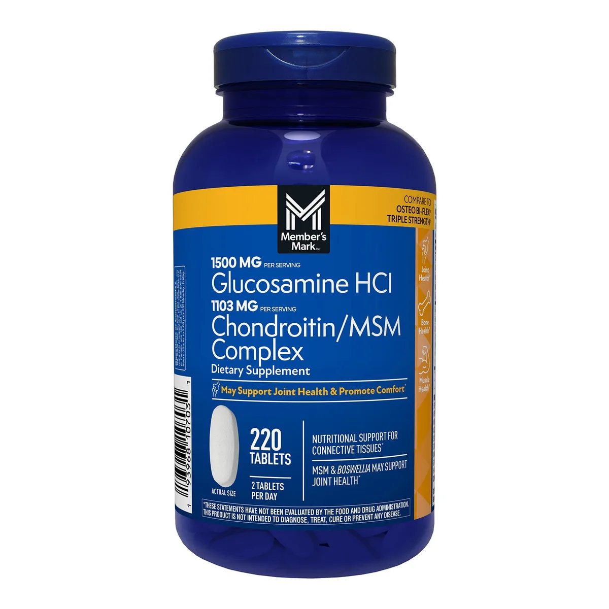 Member&rsquos Mark Glucosamine HCl and Chondroitin/MSM Complex Tablets, 220 ct.