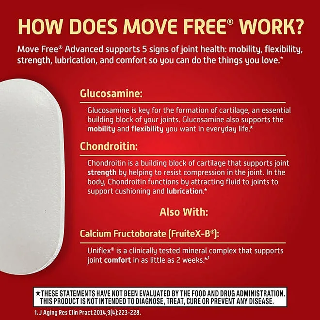 Move Free Advanced Glucosamine Joint Health Support Supplement Tablets, 200 ct. 4
