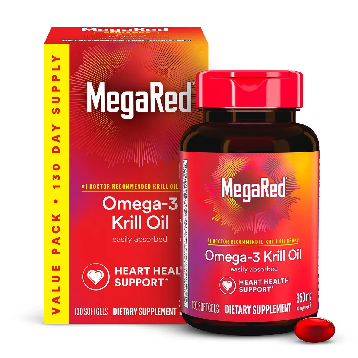 MegaRed Omega-3 Krill Oil Supplement Softgels, 350mg, 130 ct.