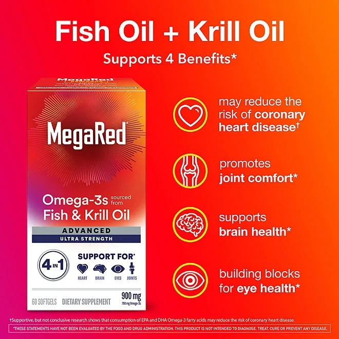 MegaRed Omega-3 Fish & Krill Oil Advanced Softgels, 900mg, 60 ct. 3