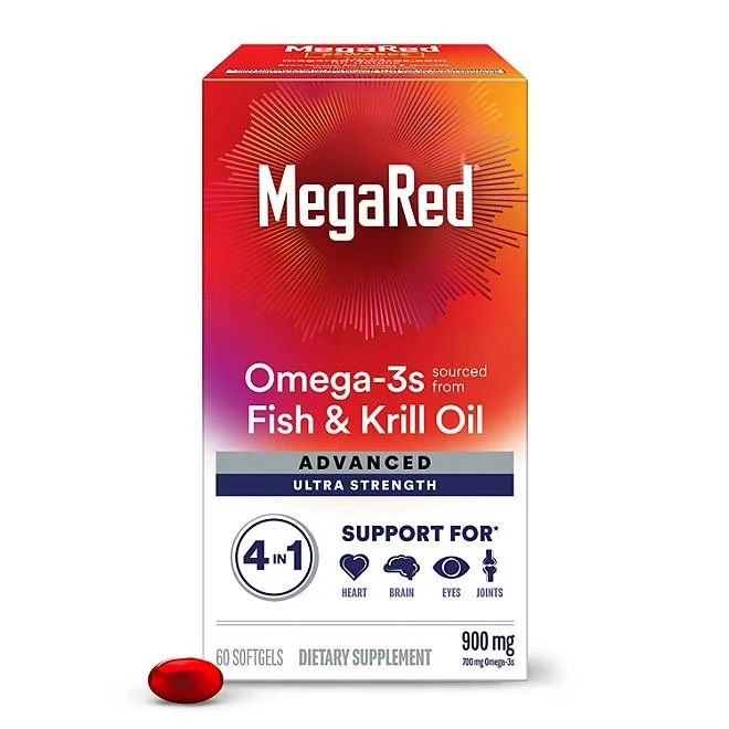 MegaRed Omega-3 Fish & Krill Oil Advanced Softgels, 900mg, 60 ct. 2