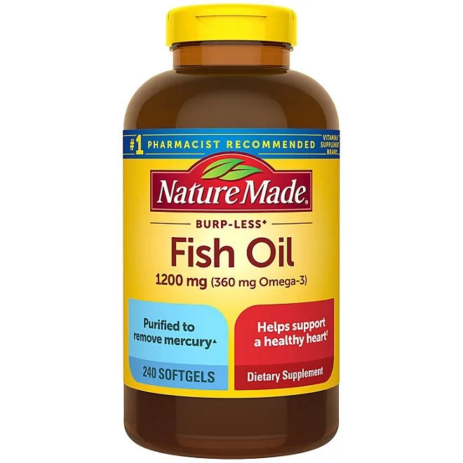 Nature Made Burp-Less Fish Oil 1200 mg Softgels, 240 ct. 2