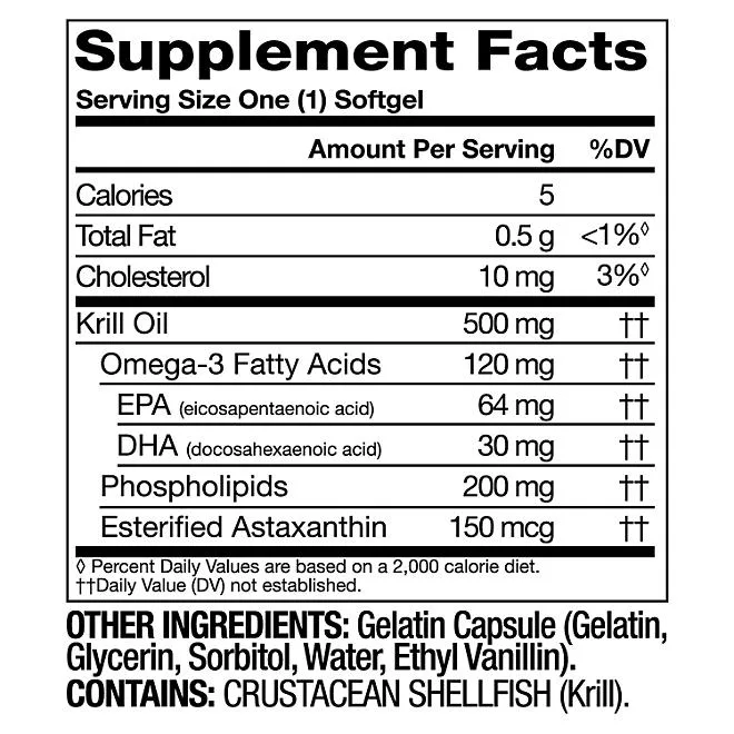 Member's Mark Extra Strength Antarctic Pure Omega-3 Krill Oil, 500 mg, 160 ct. 3