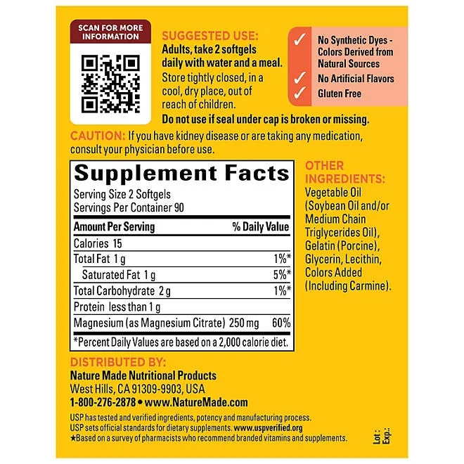 Nature Made Magnesium Citrate Softgels, 180 ct. 3