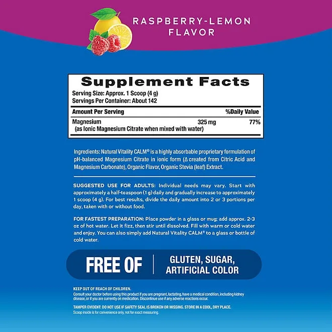 Natural Vitality Calm The Anti-Stress Dietary Supplement Powder, Raspberry Lemon 20 oz. 4