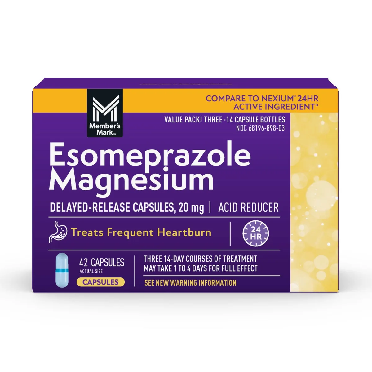 Member's Mark Esomeprazole Magnesium Capsules, 20 mg, 42 ct.